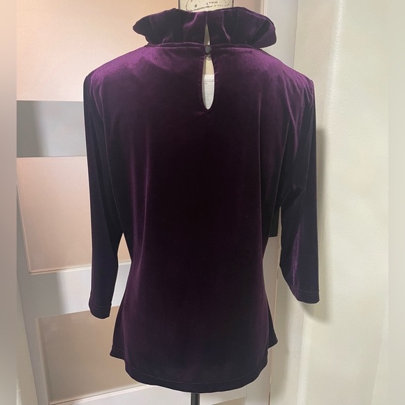 🍂Sara Campbell Purple Velvet Cowl Neck Blouse NWT - Picture 3 of 7